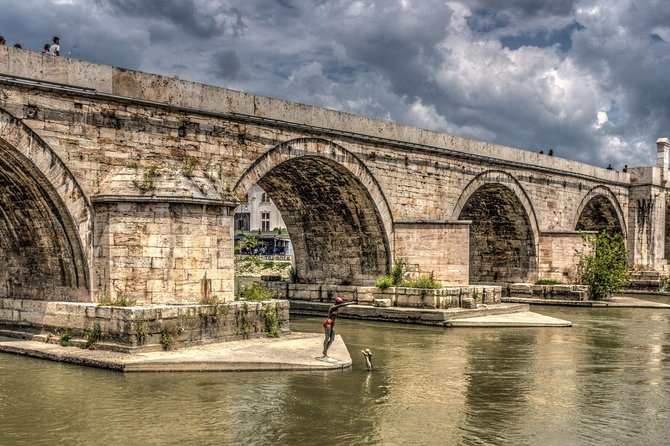 Day tour to Skopje, North Macedonia - Small Group - Crossing the Stone Bridge into modern Skopje