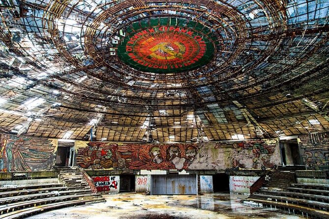 Symbol of the Communism Buzludzha monument and the Rose valley - Damascena and the Rose Valley